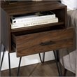 Pemberly Row Modern Metal Hairpin Leg 1-Drawer End Table Set in Dark Walnut