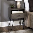 Pemberly Row Modern Metal Hairpin Leg 1-Drawer End Table Set in Slate Gray