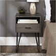 Pemberly Row Modern Metal Hairpin Leg 1-Drawer End Table Set in Slate Gray