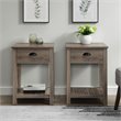 Pemberly Row Country Farmhouse Single Drawer End Table Set in Gray Wash