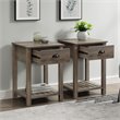 Pemberly Row Country Farmhouse Single Drawer End Table Set in Gray Wash