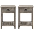 Pemberly Row Country Farmhouse Single Drawer End Table Set in Gray Wash