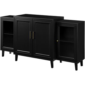 Pemberley Row Wood and Glass Black Sideboard Rectangular Modern Tiered 62&quot Unassembled