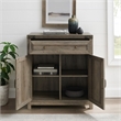 Pemberly Row Farmhouse Engineered Wood Barn Door Accent Cabinet in Gray Wash