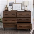 Pemberly Row Modern Wood 6-Drawer Dresser in Dark Walnut