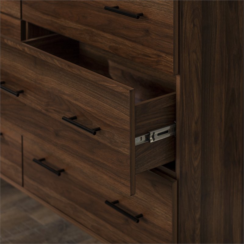 Pemberly Row Modern Wood 6-Drawer Dresser in Dark Walnut
