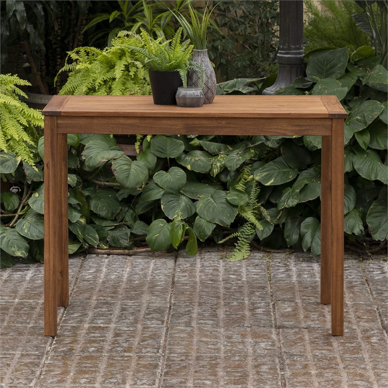 Pemberly Row Contemporary Solid Acacia Wood Counter Height Table in Brown