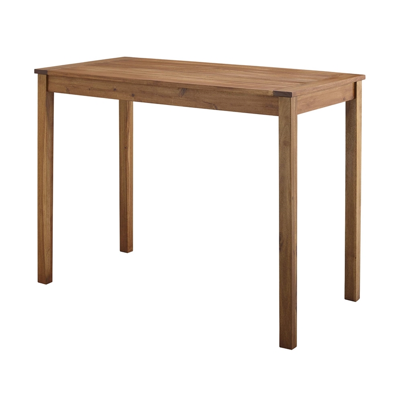 Pemberly Row Contemporary Solid Acacia Wood Counter Height Table in Brown