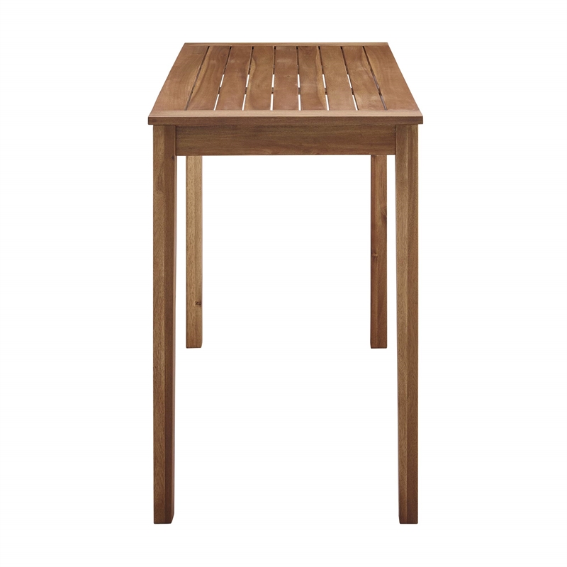 Pemberly Row Contemporary Solid Acacia Wood Counter Height Table in Brown