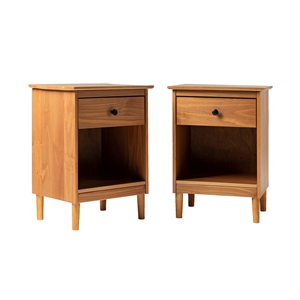 Pemberly Row Mid-Century Solid Wood Bedroom Nightstand in White (Set of 2)