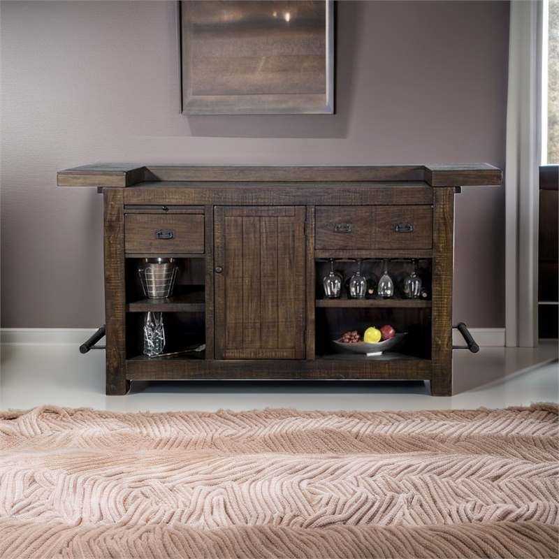 Pemberley Row Mahogany Cherry Bar Unit Rectangular Expandable 80