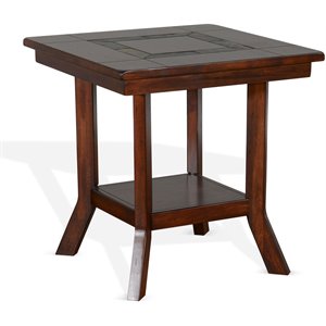 Pemberley Row Wood Dark Chocolate End Table Rectangular Natural Slate 25&quot Simple Assembly
