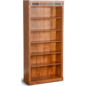 Pemberly Row 72&quot Adjustable Shelf Wood Bookcase in Rustic Oak