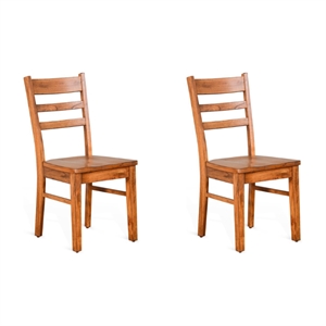 Pemberly Row 37&quot Ladderback Chair with Wood Seat in Rustic Oak (Set of 2)