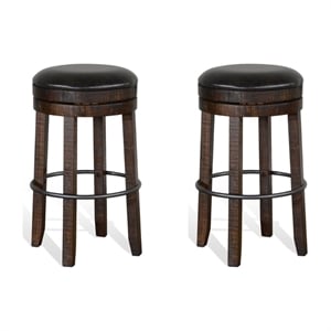 Pemberley Row Wood Tobacco Leaf Barstool Backless Swivel 30&quotH Unassembled