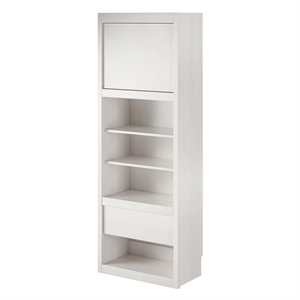 Pemberly Row Murphy Wall Bed Side Cabinet with Pullout Nightstand Ivory Oak
