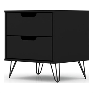 Pemberly Row 2-Drawer Mid-Century Engineered Wood Nightstand in Black
