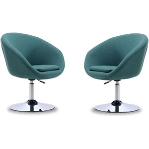 Pemberly Row Adjustable Height Modern Fabric Accent Chair in Sky Blue (Set of 2)