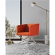 Pemberly Row Contemporary Faux Leather Accent Lounge Chair in Orange