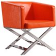 Pemberly Row Contemporary Faux Leather Accent Lounge Chair in Orange