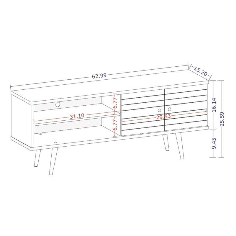 Pemberly Row Mid-Century Solid Wood TV Stand for TVs up to 60