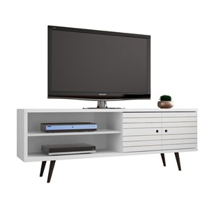 Pemberly Row Mid-Century Solid Wood TV Stand for TVs up to 60&quot in White