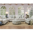 Pemberly Row Round Traditional Fabric Arm Sofa With Pillows in Cream