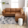 Pemberly Row Mid-Century Symmetrical Genuine Leather Corner Sofa in Tan