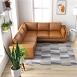 Pemberly Row Mid-Century Symmetrical Genuine Leather Corner Sofa in Tan