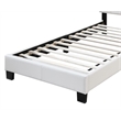 Pemberley Row Faux Leather White Twin Bed Frame Rectangular Buttonless Tufted 39