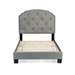 Pemberly Row Twin Burlap Fabric Upholstered Bed Frame with Slats in Light Gray