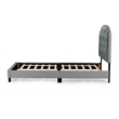 Pemberly Row Twin Burlap Fabric Upholstered Bed Frame with Slats in Light Gray