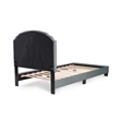 Pemberly Row Twin Burlap Fabric Upholstered Bed Frame with Slats in Light Gray