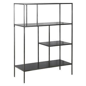Pemberly Row Contemporary/Industrial 48&quot Tall Metal Bookcase in Gray