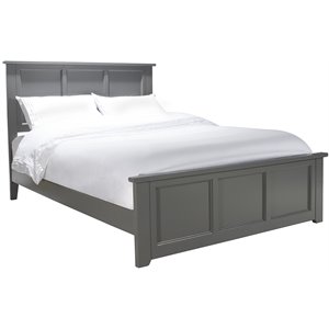 Pemberly Row Full Wood Foundation Bed with Matching Footboard in Grey