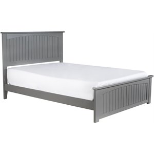 Pemberly Row Full Wood Foundation Bed with Matching Footboard in Grey