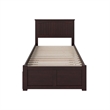 Pemberly Row Full Wood Platform Bed with Footboard and Twin Trundle in Grey
