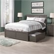 Pemberly Row King Wood Platform Bed with Footboard & Storage Drawers in Grey