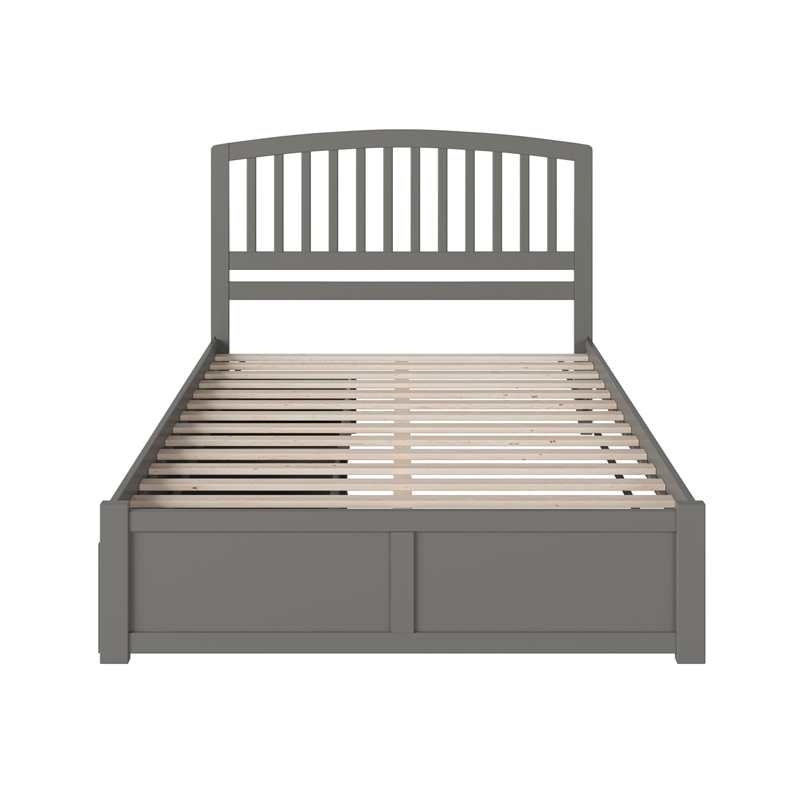 Pemberly Row Wood King Platform Bed with Footboard & Storage Drawers in Grey