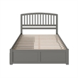 Pemberly Row Wood King Platform Bed with Footboard & Storage Drawers in Grey
