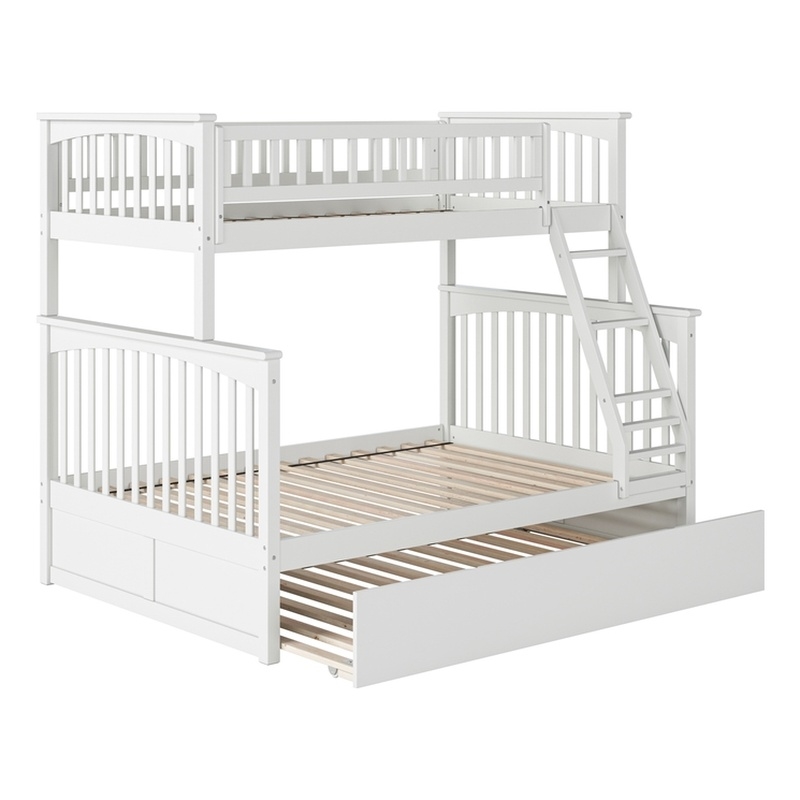 Pemberly Row Twin over Full Solid Wood Bunk Bed with Trundle in White
