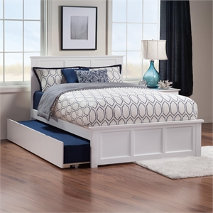 Pemberly Row Full Platform Bed with Matching Footboard and Full Trundle in White
