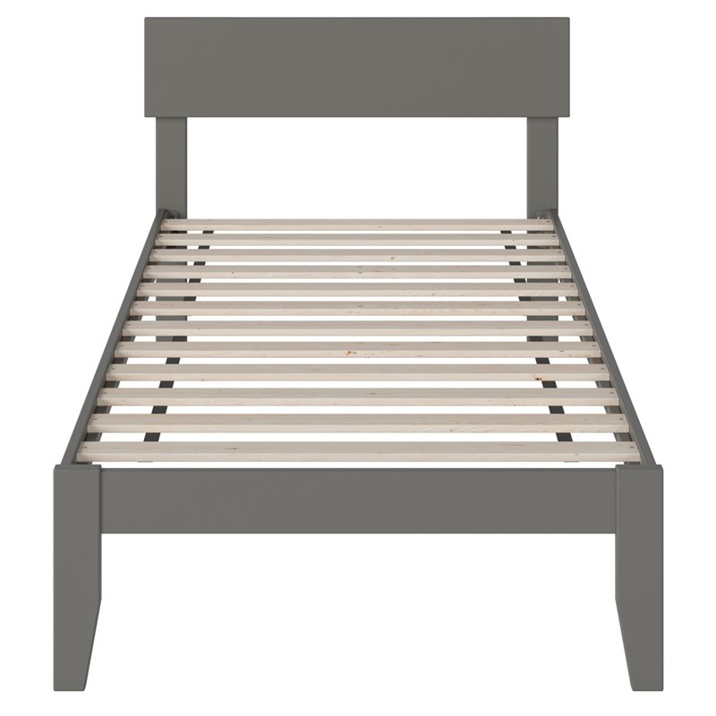 Pemberly Row Modern Solid Wood Twin Platform Bed with Slat Kit in Gray
