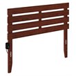 Pemberly Row Farmhouse Solid Wood Full Headboard w/ USB Turbo Charger in Walnut
