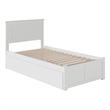 Pemberly Row Twin XL Wood Platform Bed with Footboard & Twin XL Trundle in White