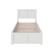 Pemberly Row Twin XL Wood Platform Bed with Footboard & Twin XL Trundle in White