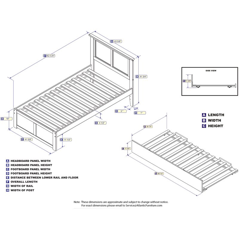 Pemberly Row Twin XL Wood Platform Bed with Footboard & Twin XL Trundle in White