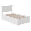Pemberly Row Twin XL Wood Platform Bed with Footboard & Twin XL Trundle in White