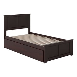 Pemberly Row Twin XL Platform Bed with Matching Footboard & Trundle in Espresso