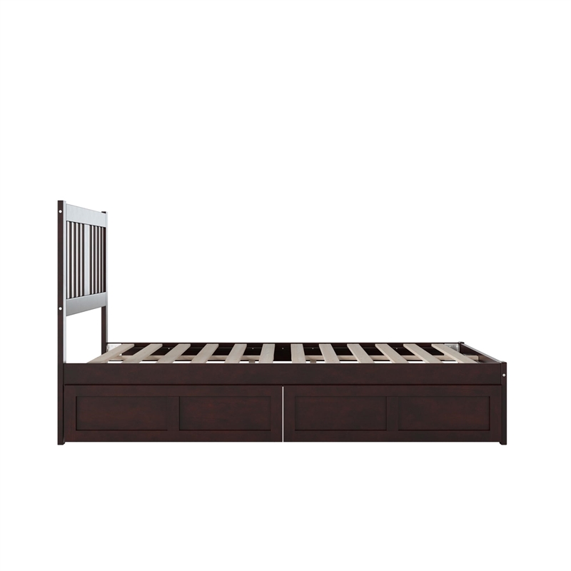 Pemberly Row Twin Solid Wood Platform Bed with 2 Drawers in White